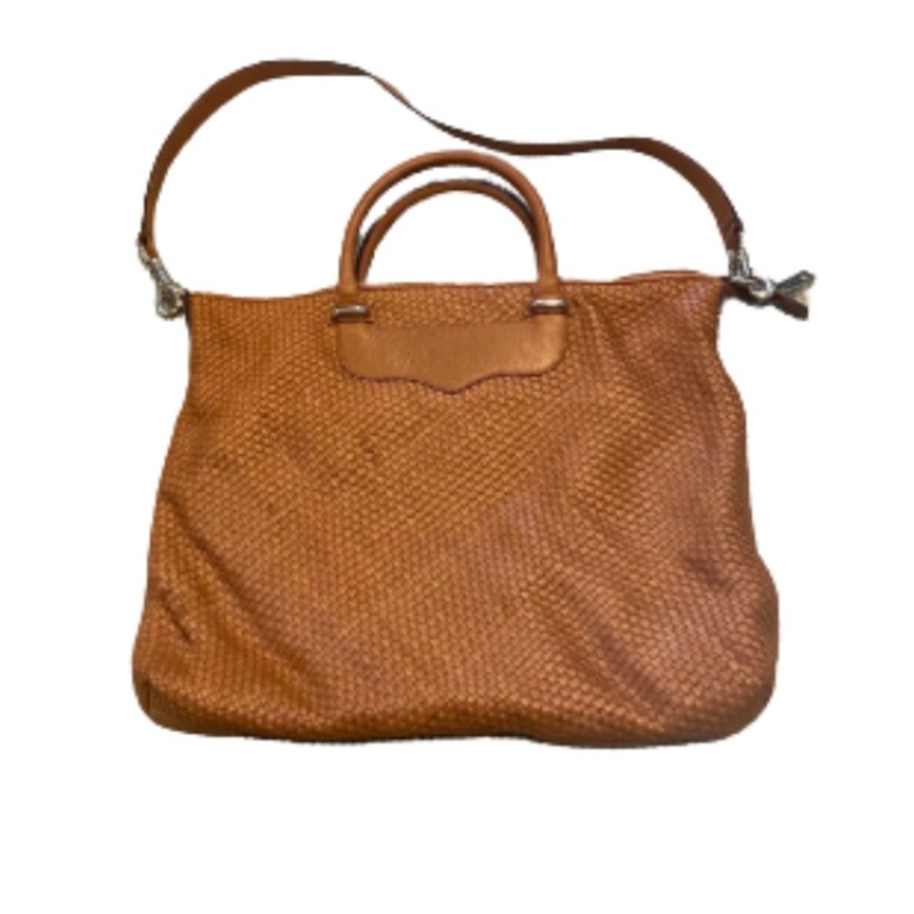 Rebecca Minkoff woven Bonnie satchel, carmel color